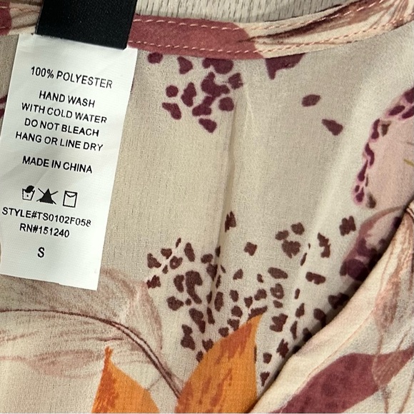 Windsor V Neck Sheer Floral Chiffon High Low Short Sleeve Top Maxi Train Size S - Picture 5 of 7